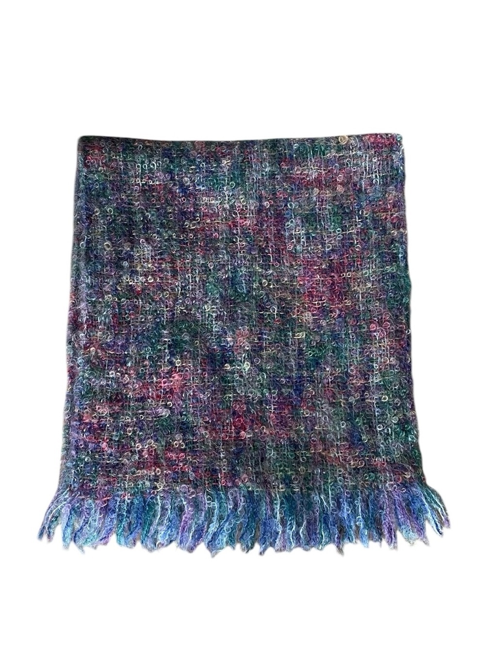 MUCROS Weavers Ireland Multicolor Mohair Wool Scarf - Blue & Purple Tones